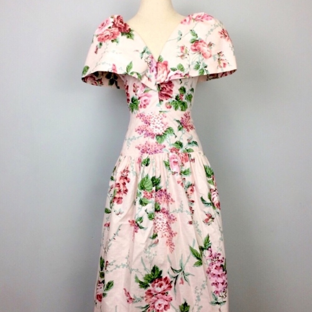 Vintage Currie Bonner Pink Floral Style Dress- M